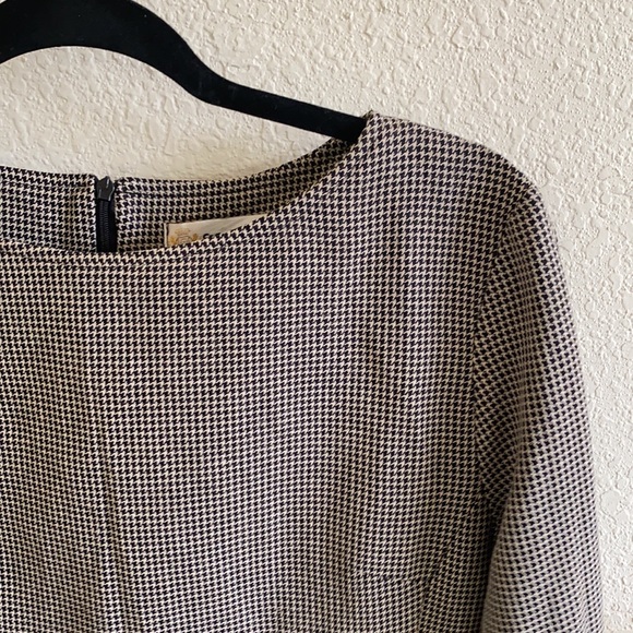 Houndstooth Long Sleeve Boat Neck Dress - Picture 2 of 4